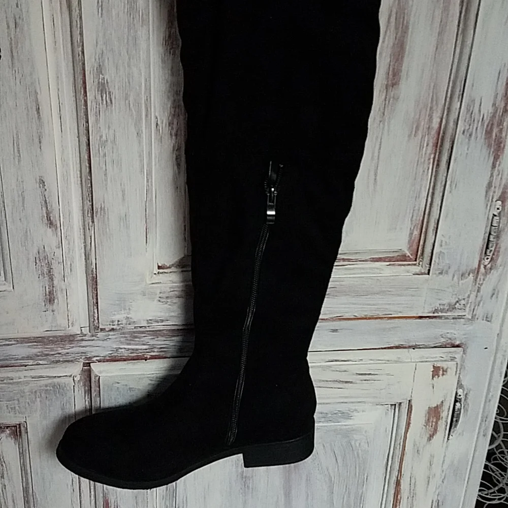Over-the-Knee Black Suede Boots - Classic Women's Style
